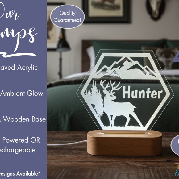 Custom LED Deer Name Light • Personalized Bedroom Decor • Hunter Gift - Picture 3 of 8